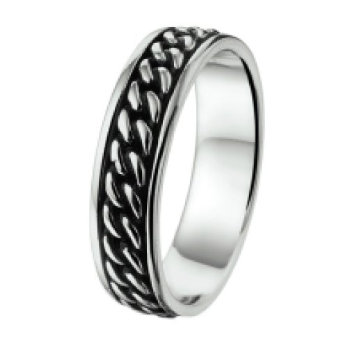 zilveren-ring-met-ketting-patroon-smal