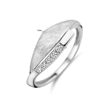 Zilveren ring met zirkonia stenen breedte